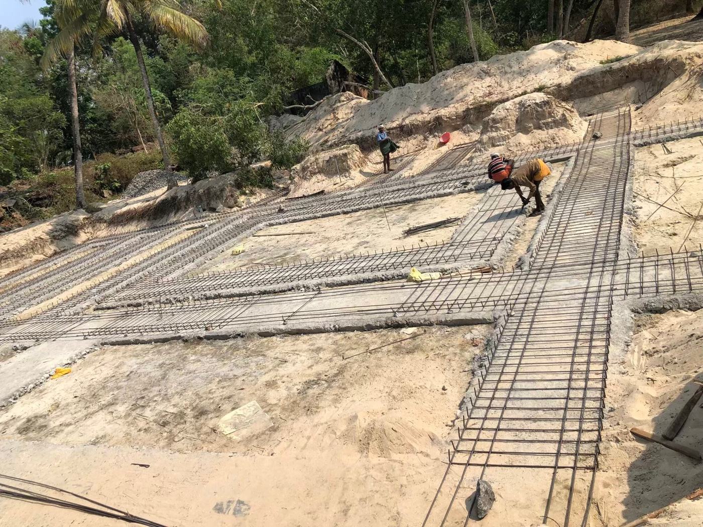 Raft foundation rebar mesh