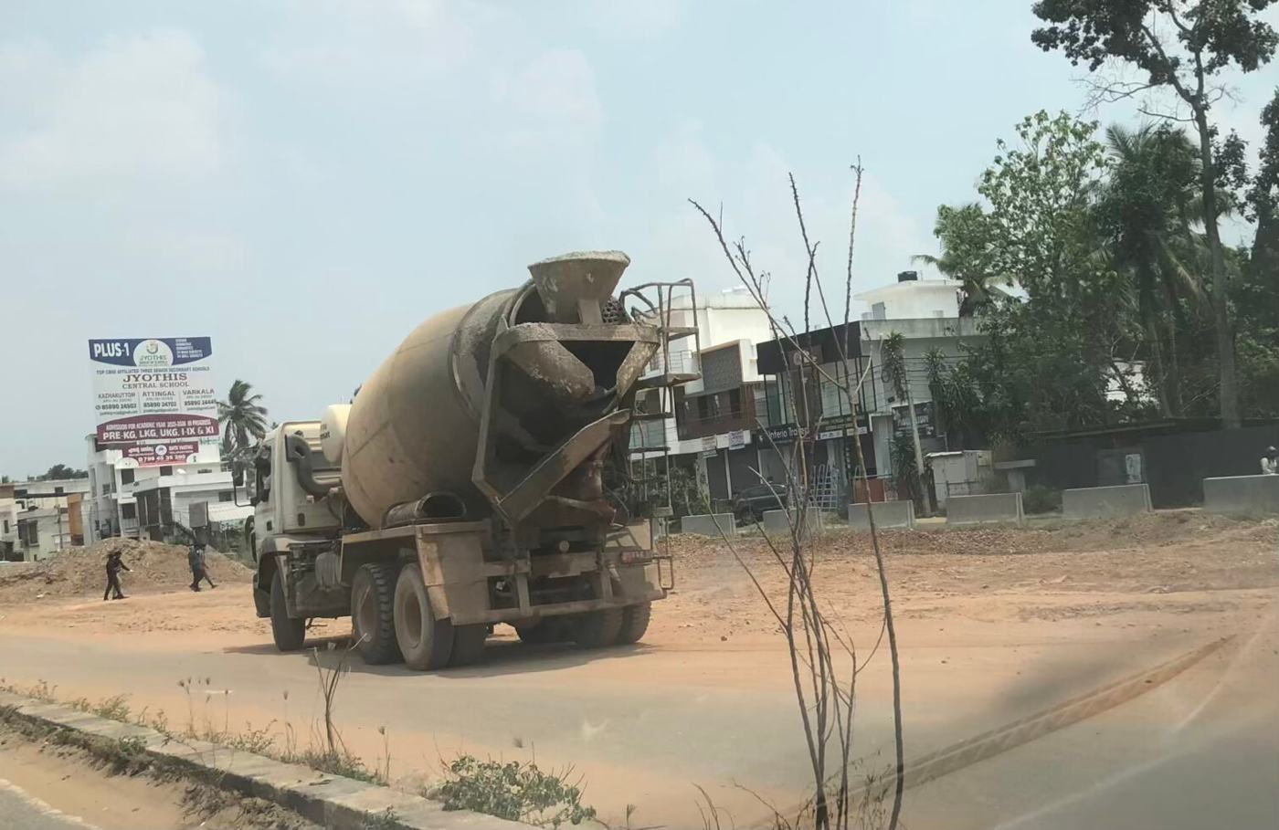 Transit mixer arriving