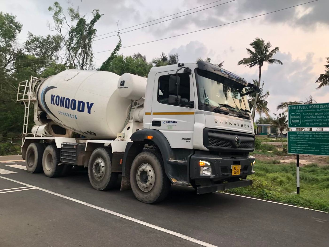 Concrete mixer trucks on site