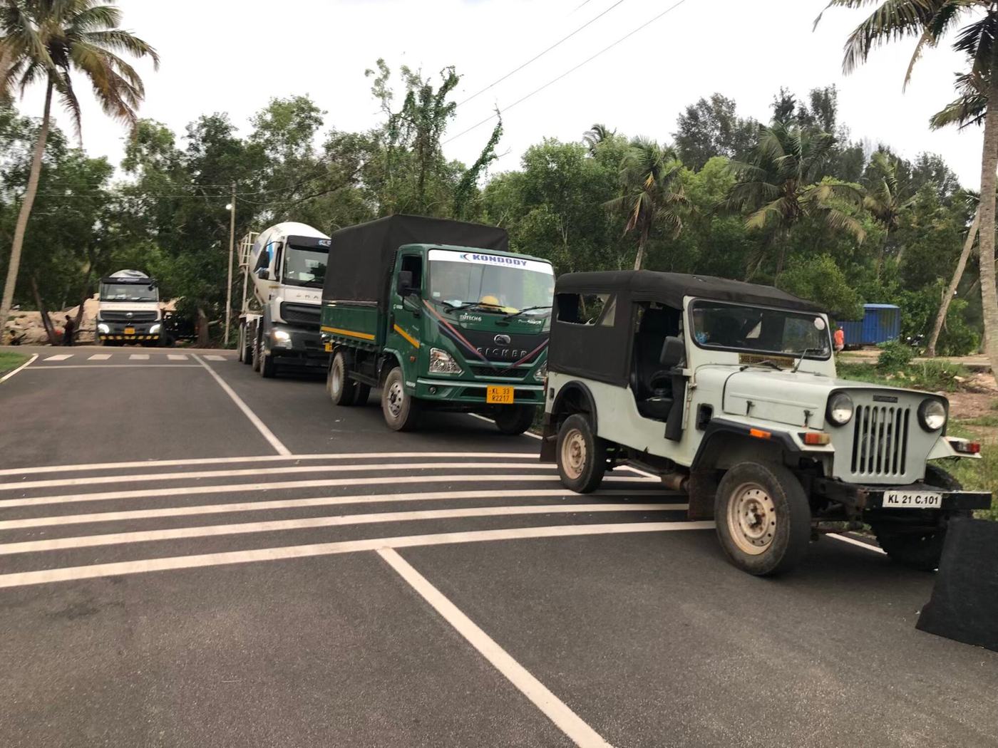 Fleet of trucks parked