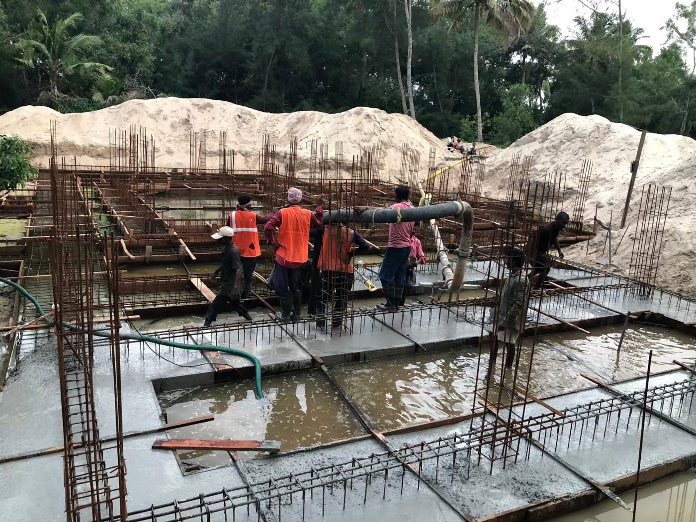 Crew working on rebar foundation