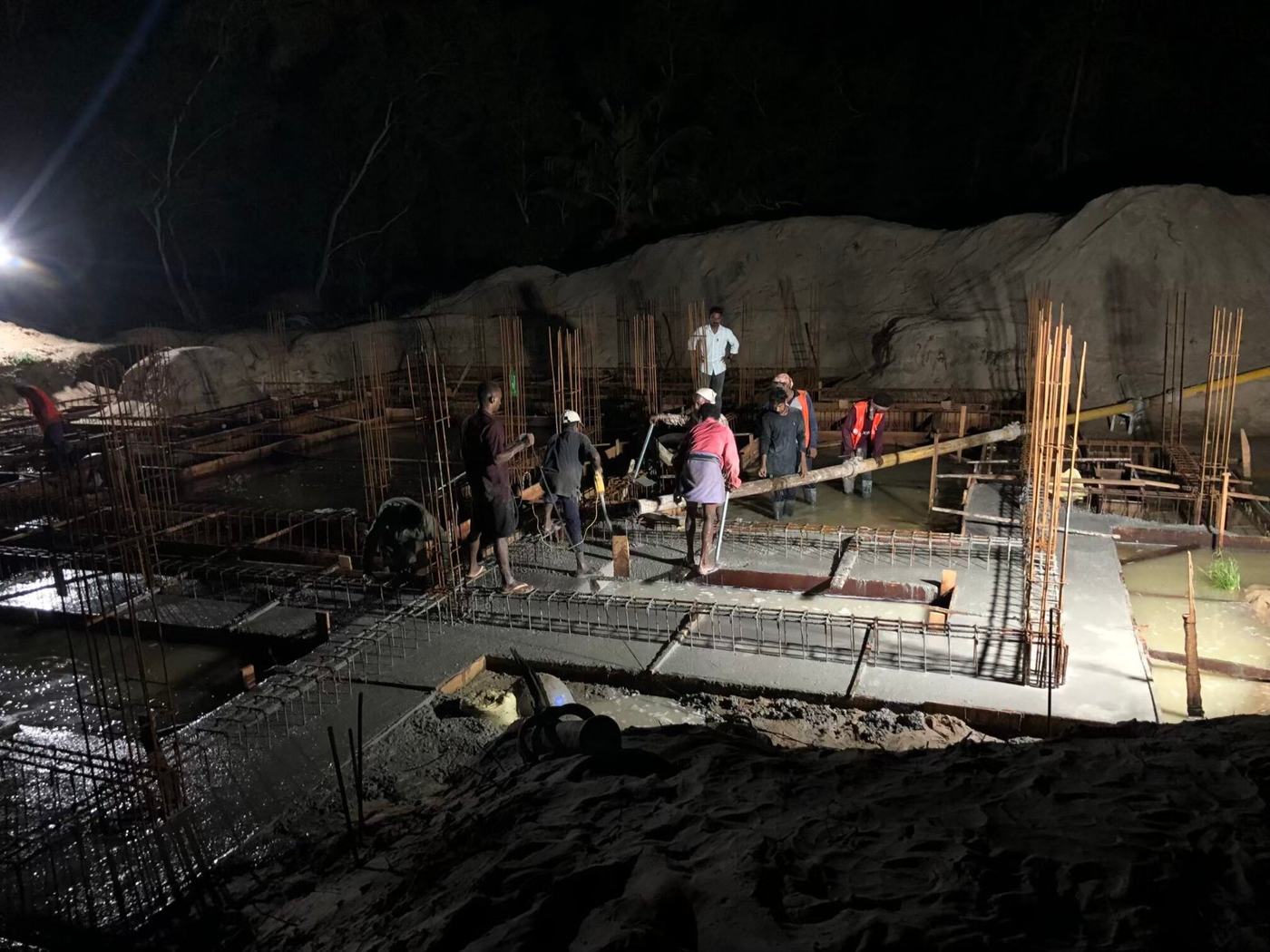 Night concrete pour